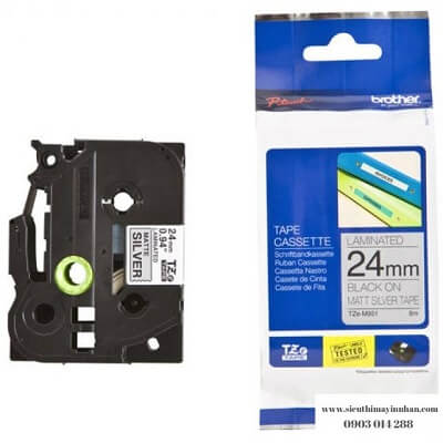 Nhãn bạc mờ Brother TZE- M951 / Chữ đen, nền bạc / Khổ 24MM