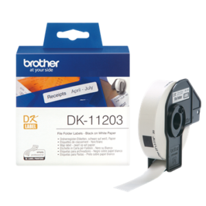 DK-11203 nhãn in cắt bế sẵn chữ đen nền trắng