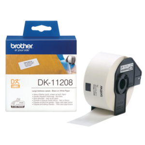 DK-11208 nhãn in cắt bế sẵn chữ đen nền trắng