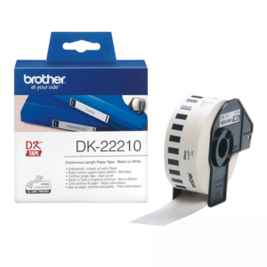 DK-22210 nhãn in liên tục chữ đen nền trắng