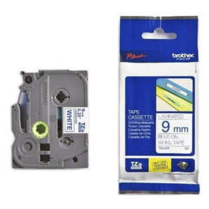 Nhãn in BROTHER TZE-223 chữ xanh dương, nền trắng, khổ 9mm