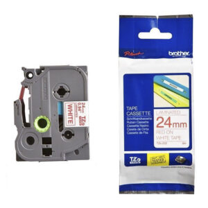 Nhãn in BROTHER TZE-252 chữ đỏ, nền trắng, khổ 24mm