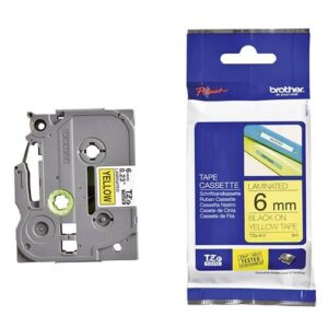 Nhãn in BROTHER TZE-611 chữ đen, nền vàng, khổ 6mm