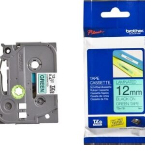 Nhãn siêu dẻo Brother TZE- FX731 / Chữ đen, nền xanh lá / Khổ 12MM