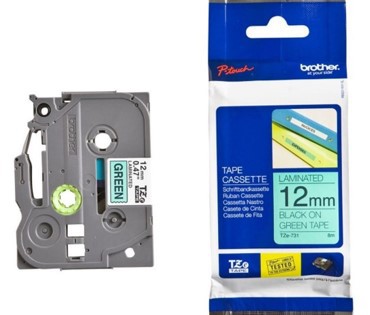 Nhãn siêu dẻo Brother TZE- FX731 / Chữ đen, nền xanh lá / Khổ 12MM Nhãn siêu dẻo Brother TZE- FX731 / Chữ đen, nền xanh lá / Khổ 12MM