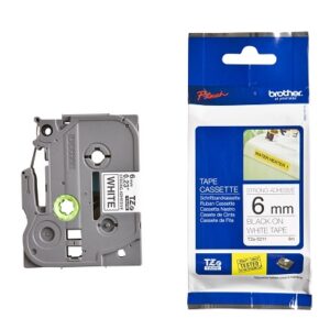 Nhãn siêu dính Brother TZE- S211 / Chữ đen, nền trắng / Khổ 6MM
