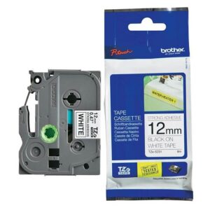 Nhãn siêu dính Brother TZE- S231 / Chữ đen, nền trắng / Khổ 12MM